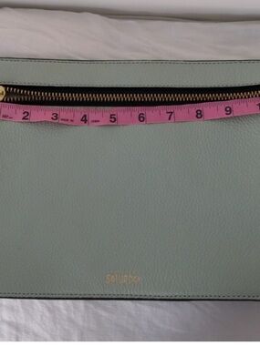kate spade mint green leather clutch with gold zipper